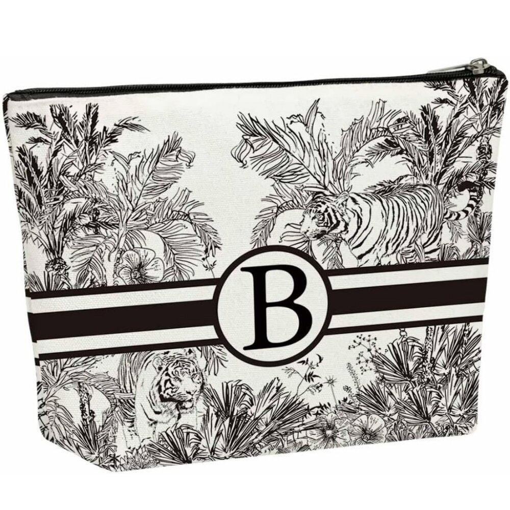 NIB Letter Monogram Initial Canvas Cosmetic Bag\Makeup Storage Pouch - B